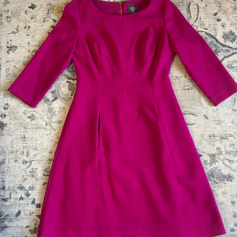 Vince Camuto Pink Fit & Flare Dress with pockets– 3/4 Sleeve – Size 4